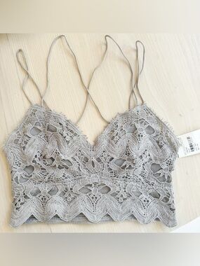 NWT Free People Lace Bralette in Light Gray